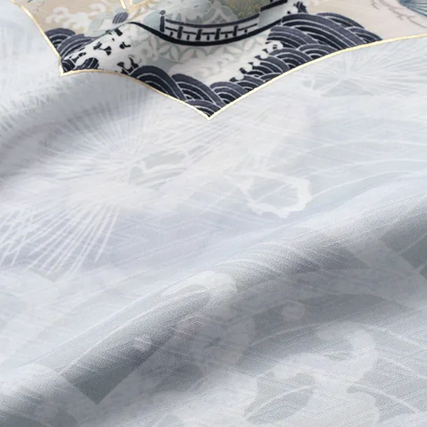 【単衣】華徒然/男児産着/K044/白・鷹・兜