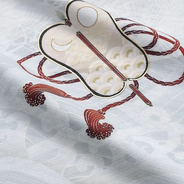 【単衣】華徒然/男児産着/K044/白・鷹・兜