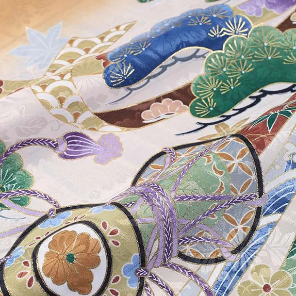 【単衣】男児産着/K045/茶ベージュ/兜・松