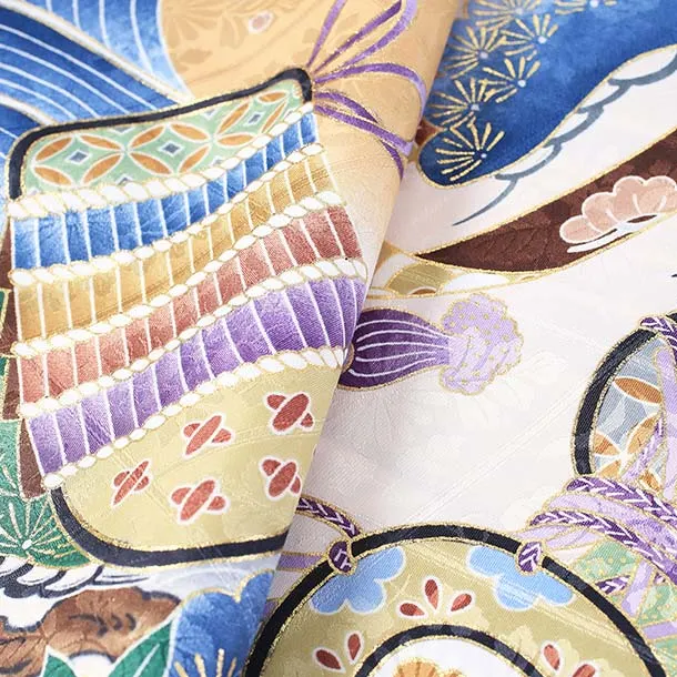 【単衣】男児産着/K045/茶ベージュ/兜・松