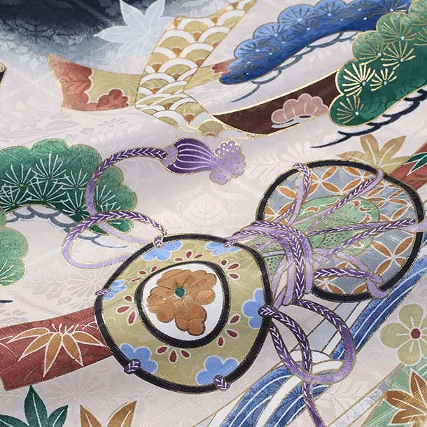 【単衣】男児産着/K046/黒/兜・松