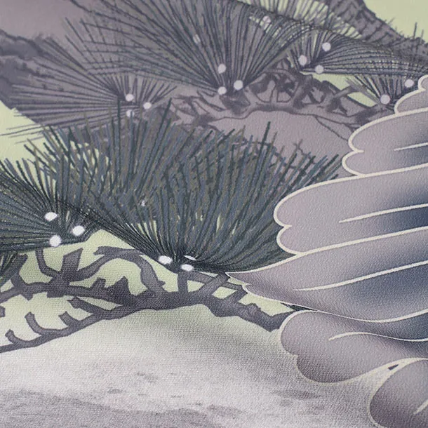 【単衣】男児産着/K048/緑・鷹