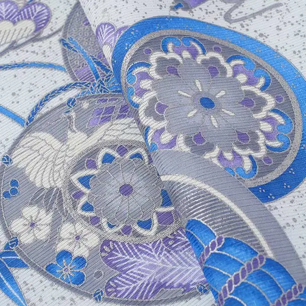 【夏用・絽】男児産着/L004/黒・鷹と宝づくし