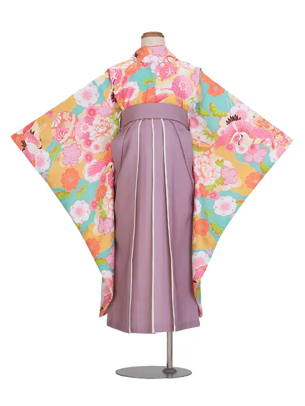 女児袴（卒業式・七五三レンタル）7歳女の子/F700/鶴・花・まり