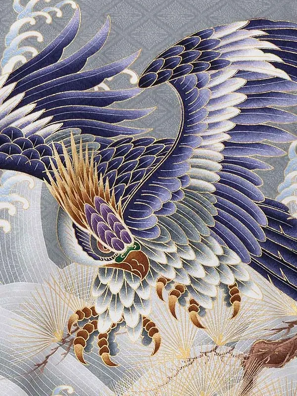 産着（男の子）0020 グレー 金 鳥