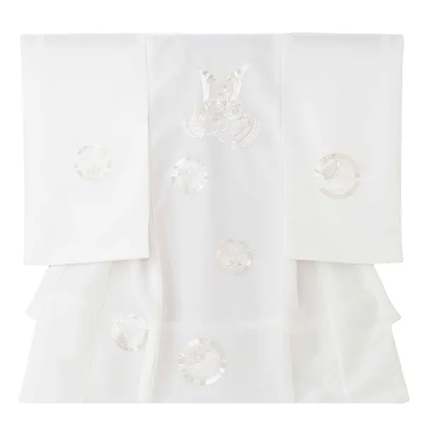 産着（男の子）0023 白 銀 刺繍 シンプル