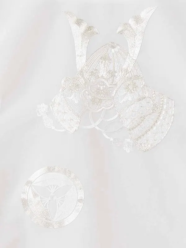 産着（男の子）0023 白 銀 刺繍 シンプル