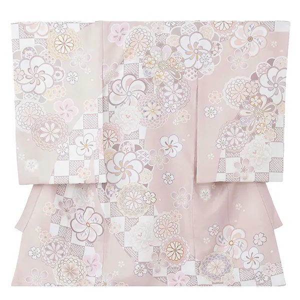 産着（女の子）0018 くすみカラー ピンク ベージュ