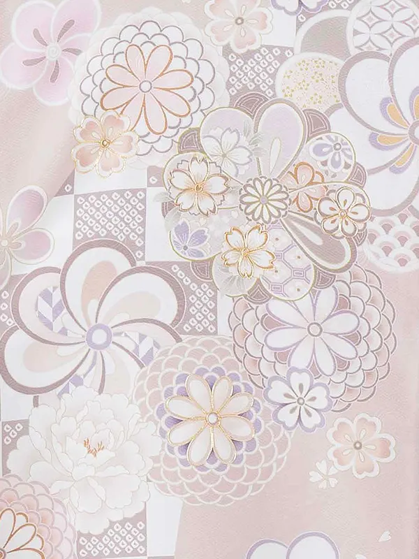 産着（女の子）0018 くすみカラー ピンク ベージュ