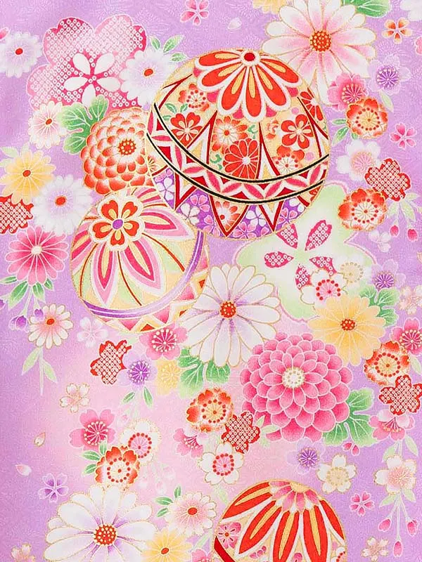 産着（女の子）0022 薄紫 パープル 花 ピンク