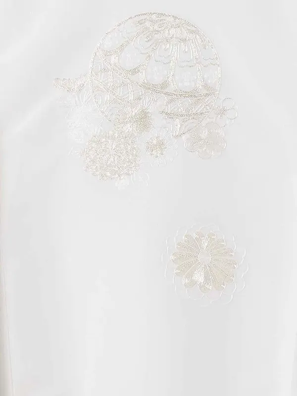 産着（女の子）0027 白 銀  刺繍 まり シンプル