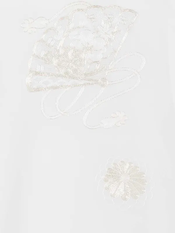 産着（女の子）0028 白 銀  刺繍 扇 シンプル