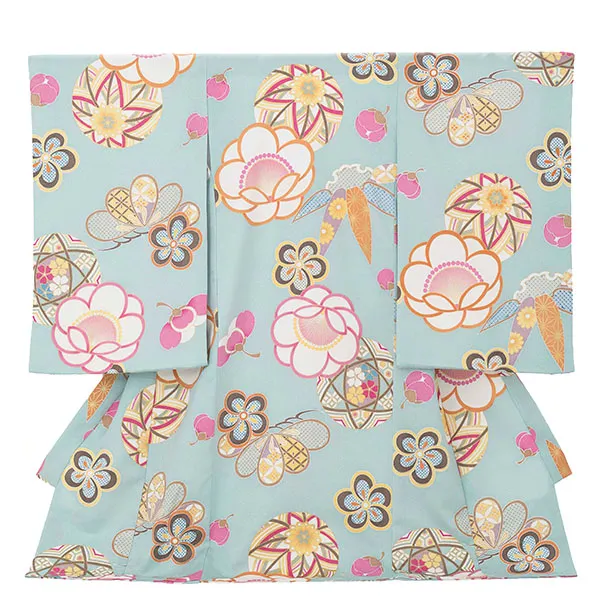 産着（女の子）0029 くすみカラー ブルー ピンク