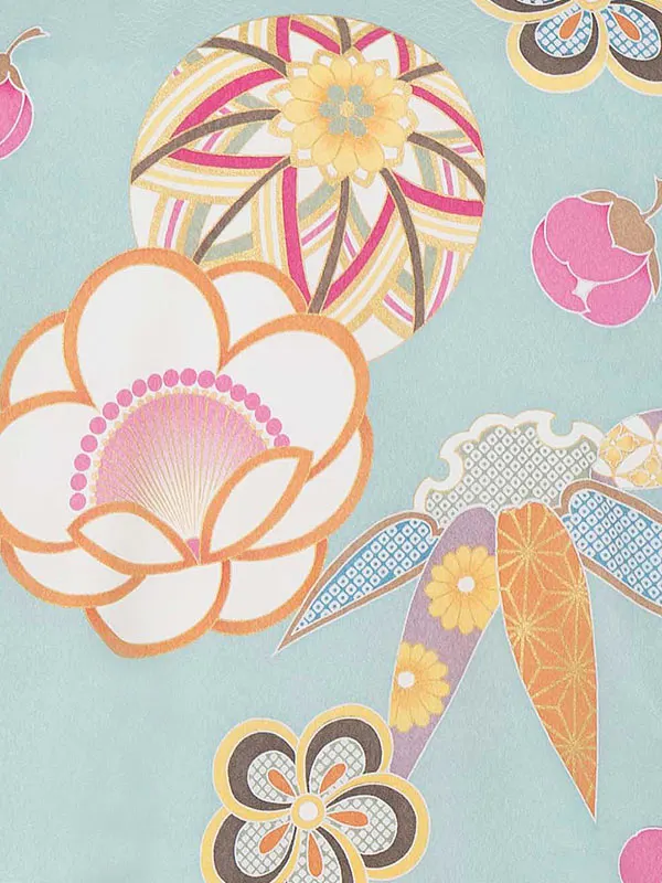 産着（女の子）0029 くすみカラー ブルー ピンク