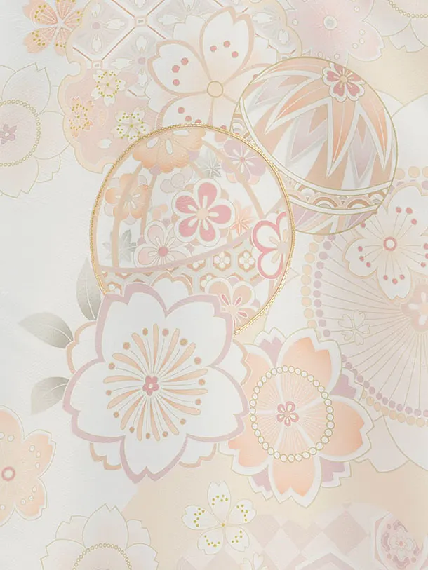 産着（女の子）0041  イエロー 黄色 桜 まり
