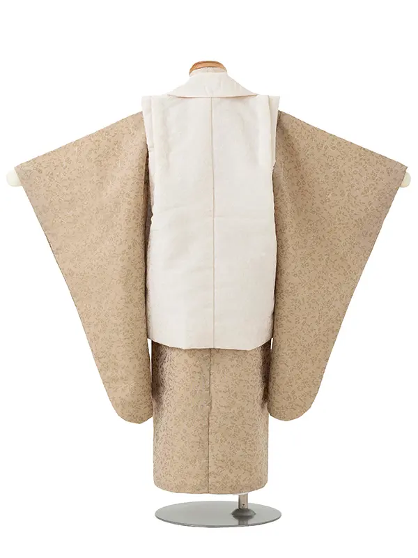 七五三（3歳男の子被布）0575 ナチュラル レトロ ブラウン 小花 アイボリー