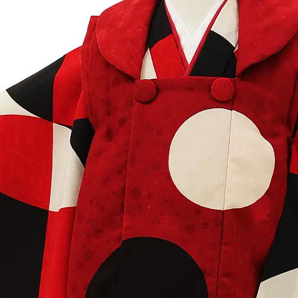 七五三（3歳女の子被布）0434 モダンアンテナ ブランド 赤 水玉 ドット