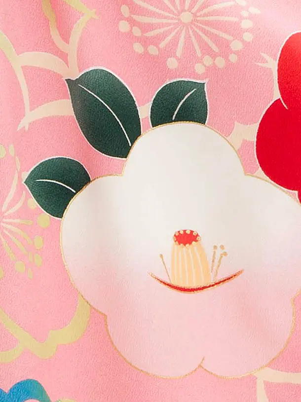 七五三（3歳女の子被布）0438 椿 赤 ピンク