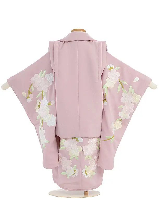 七五三（3歳女の子被布）0493 ピンク 桜 花 刺繍