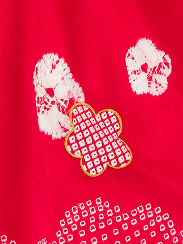 七五三（3歳女の子被布）0515 正絹 高級 赤 白 刺繍