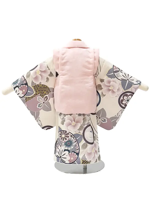 ベビー着物 女の子 ピンク くすみカラー 紫