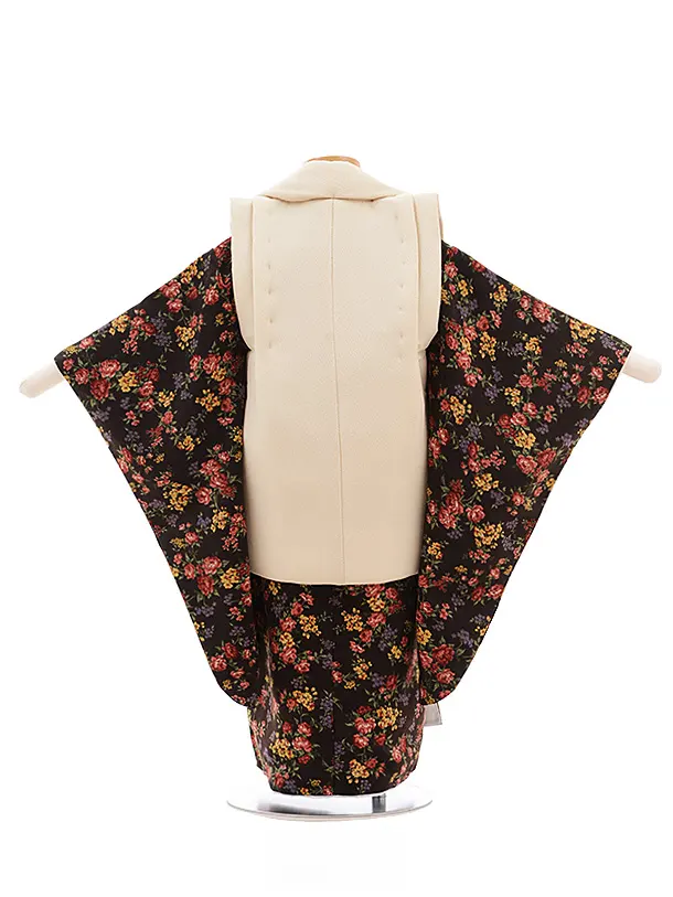 七五三（3歳女の子被布）0021茶/小花