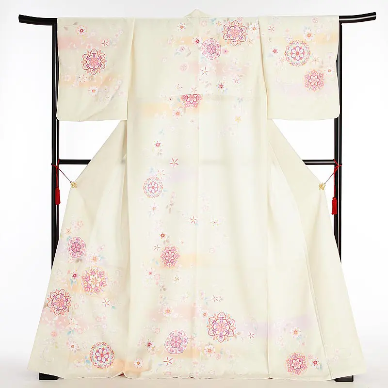 訪問着044クリーム・花柄 tk