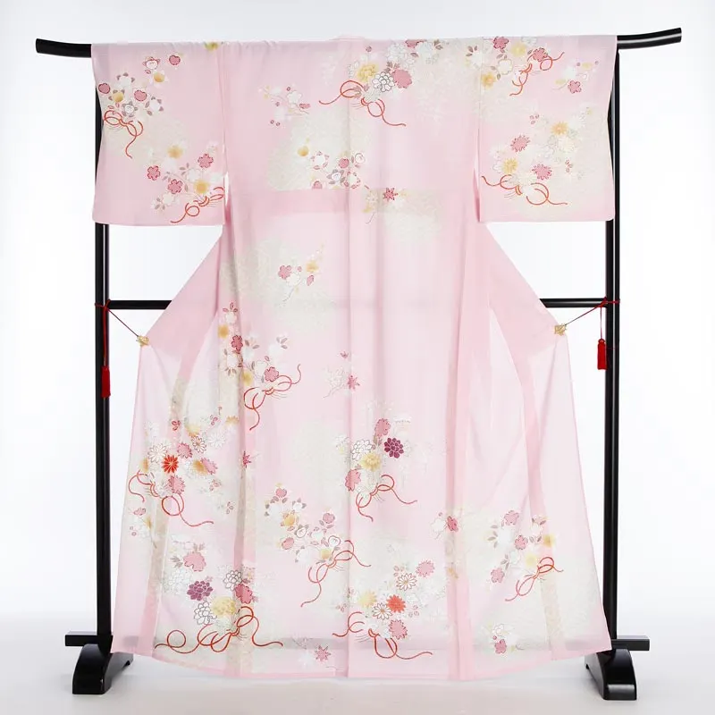 夏訪問着048(絽)四季の花 ピンク JAPANSTYLE tk