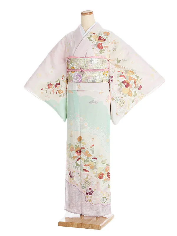 夏訪問着049(絽)雲取り菊 ピンク JAPANSTYLE tk