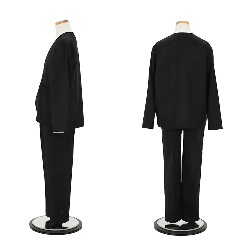 [卒業スーツ]長ズボン/黒ノーカラージャケットスーツ/S002