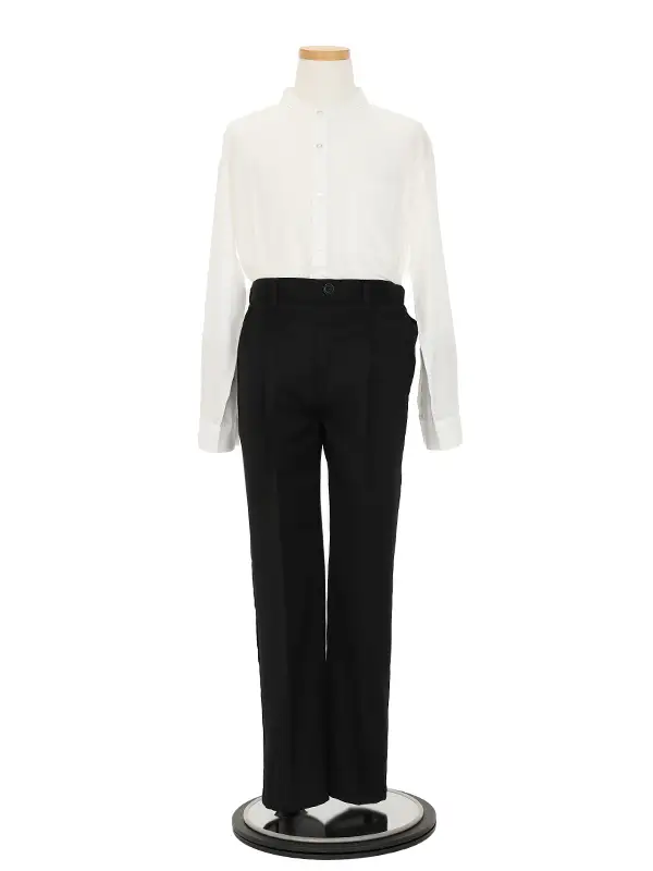 [卒業スーツ]長ズボン/黒ノーカラージャケットスーツ/S002