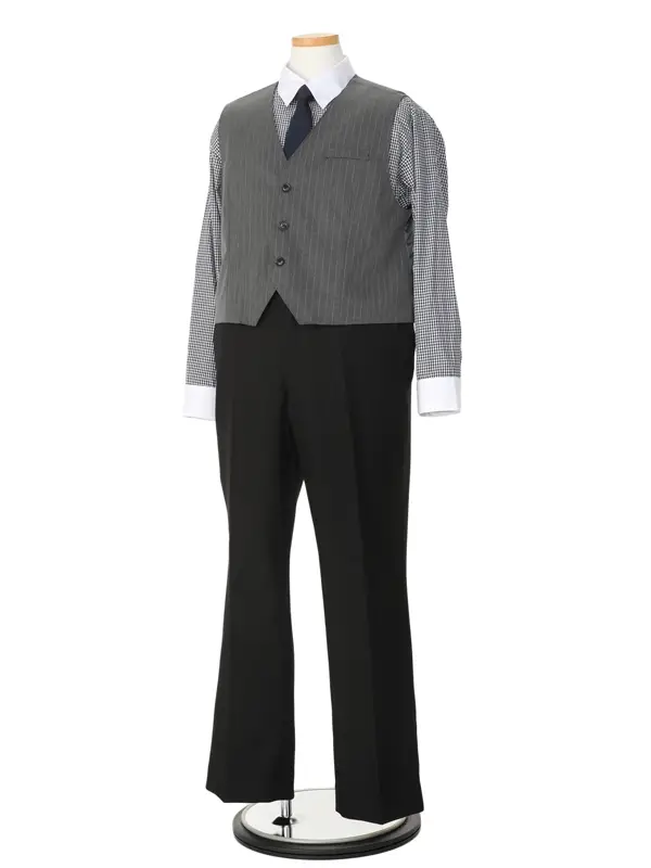 [男児スーツ][B体]ゆったり/長ズボン/黒3ピース2つ釦/S001