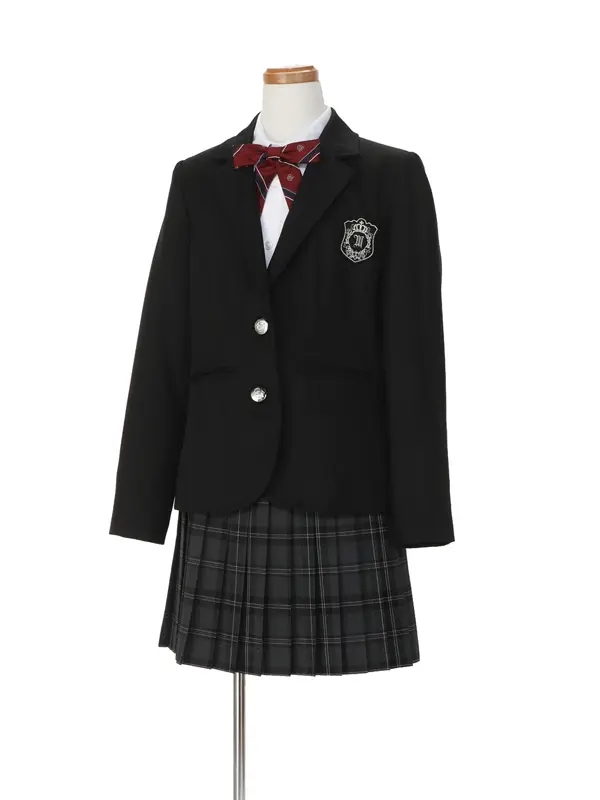 [女児スーツ]黒JK×プリーツスカート/チャコールチェック/C001