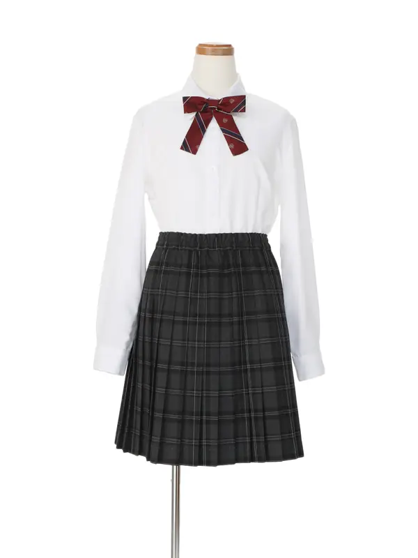 [女児スーツ]黒JK×プリーツスカート/チャコールチェック/C001