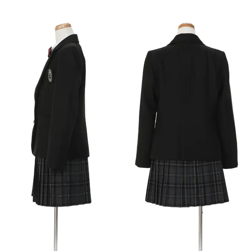 [女児スーツ]黒JK×プリーツスカート/チャコールチェック/C001