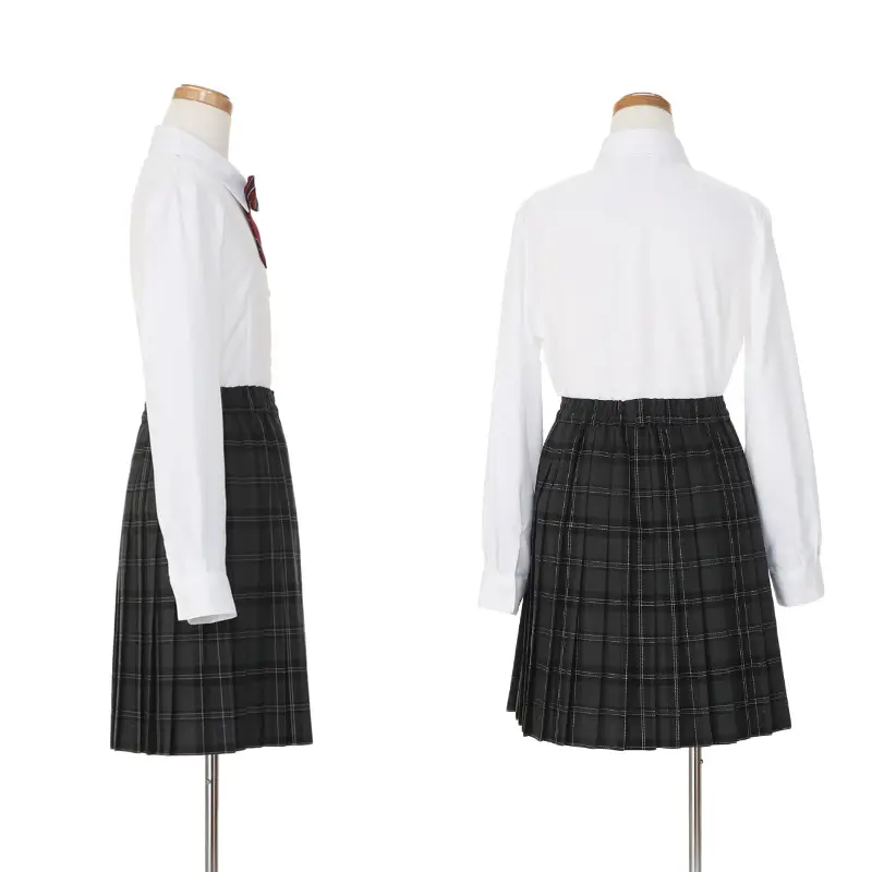 [女児スーツ]黒JK×プリーツスカート/チャコールチェック/C001