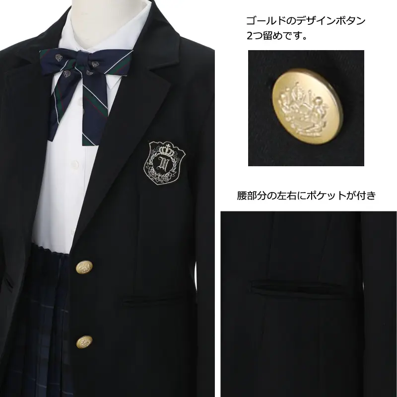 [女児スーツ]紺JK×プリーツスカート/ブルーチェック/C002