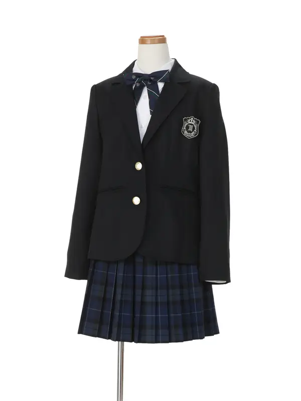 [女児スーツ]紺JK×プリーツスカート/ブルーチェック/C002