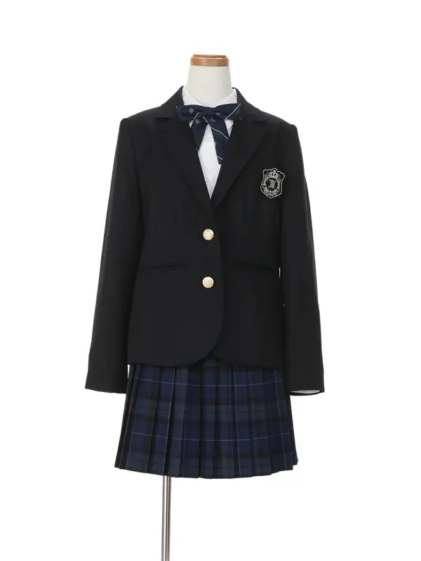 [女児スーツ]紺JK×プリーツスカート/ブルーチェック/C002