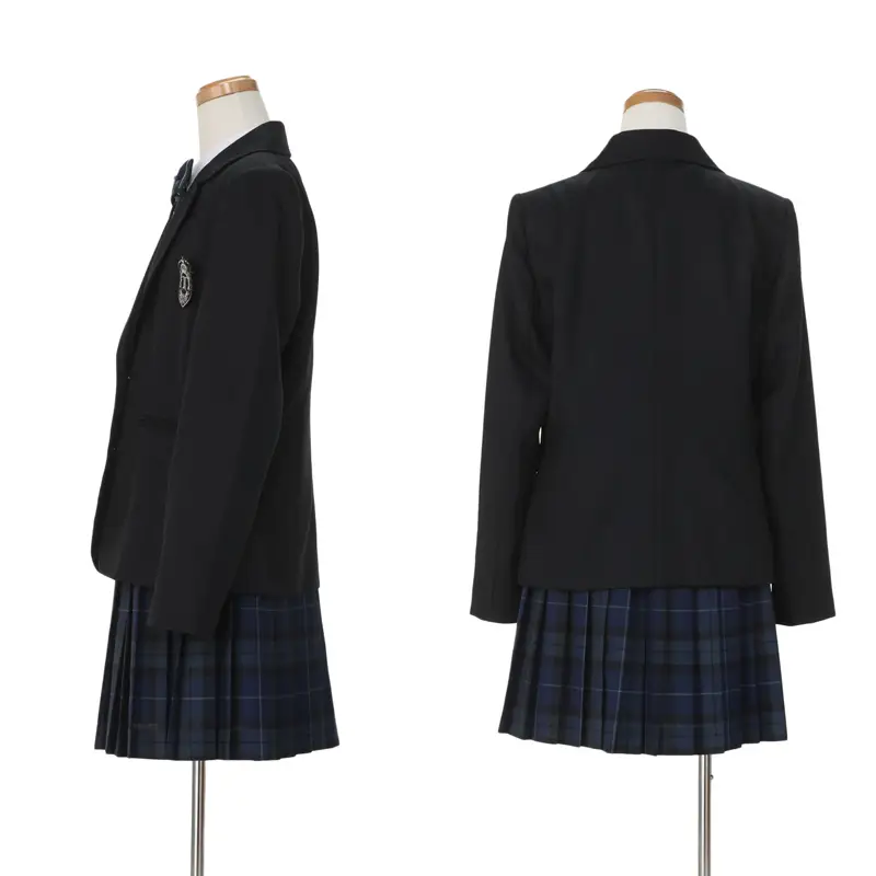 [女児スーツ]紺JK×プリーツスカート/ブルーチェック/C002