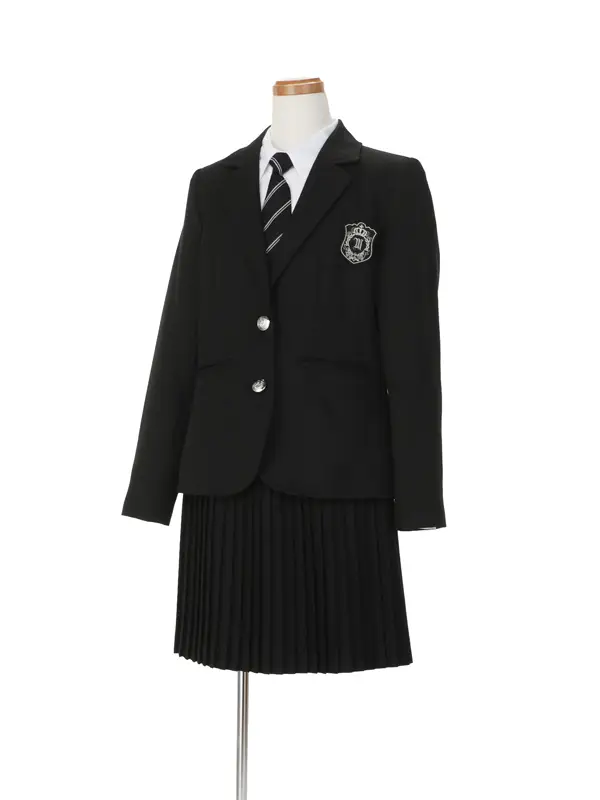 [女児スーツ]黒ジャケット×黒プリーツスカート/C003