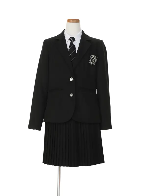 [女児スーツ]黒ジャケット×黒プリーツスカート/C003