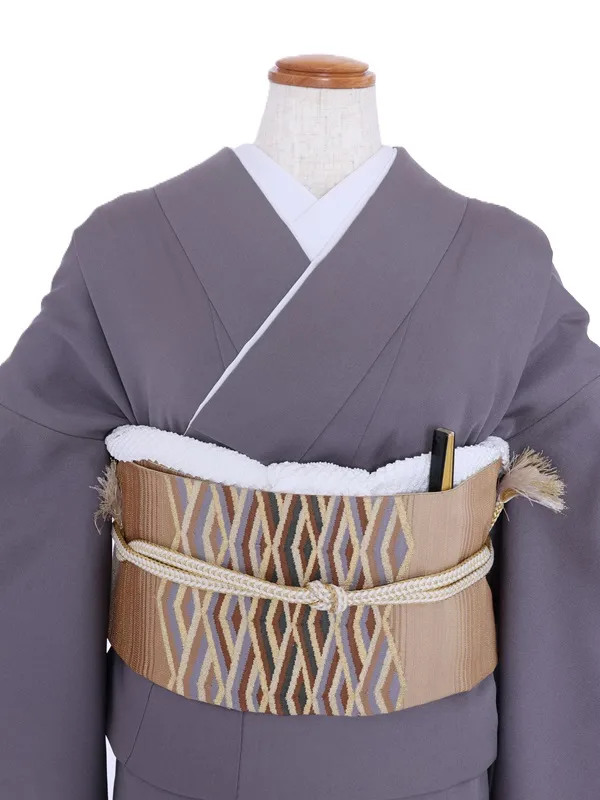 色留袖57ｸﾞﾚｰﾋﾟﾝｸぼかしに茶屋辻文様　正絹