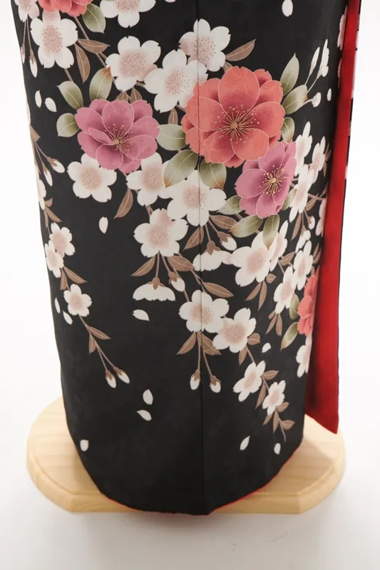 振袖630/黒地しだれ桜づくし