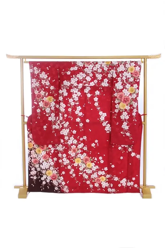 振袖631/ﾜｲﾝ色しだれ桜づくし