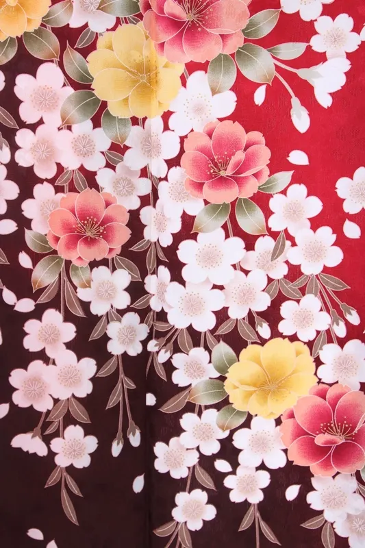 振袖631/ﾜｲﾝ色しだれ桜づくし