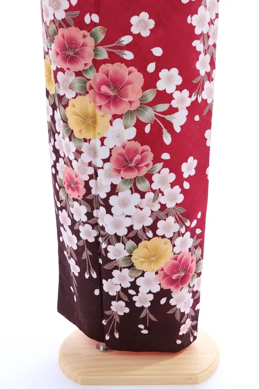 振袖631/ﾜｲﾝ色しだれ桜づくし