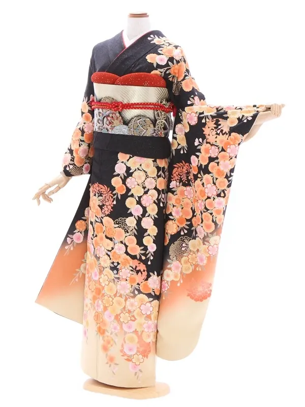 振袖637/黒/かわいい/成人式等