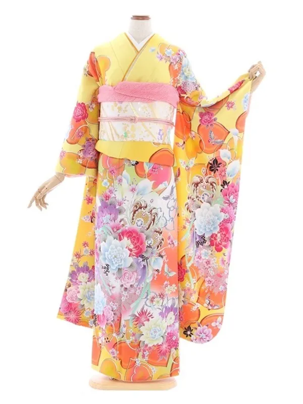 振袖778/黄/かわいい/成人式等/ｴﾝｼﾞｪﾙﾊｰﾄ