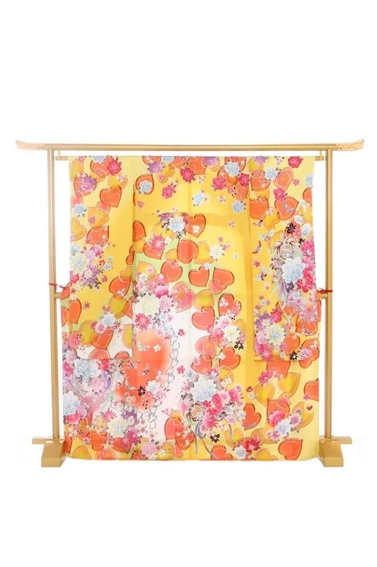 振袖778/黄/かわいい/成人式等/ｴﾝｼﾞｪﾙﾊｰﾄ